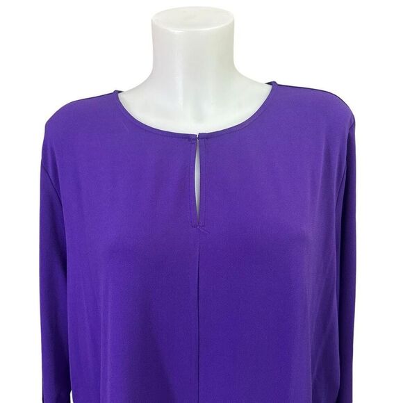 Lauren Ralph Lauren Keyhole Neck Long Sleeve Tunic Top Purple Hi Low Women's 2X‎ - Picture 2 of 7